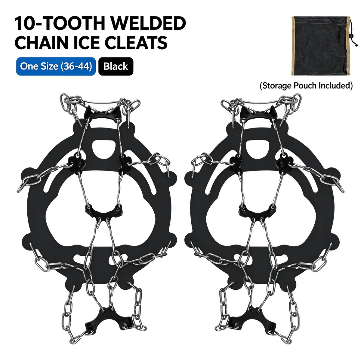 8/10-Tooth Welded Chain Crampons I Non-Slip Snow Ice Grips for Outdoor Hiking
