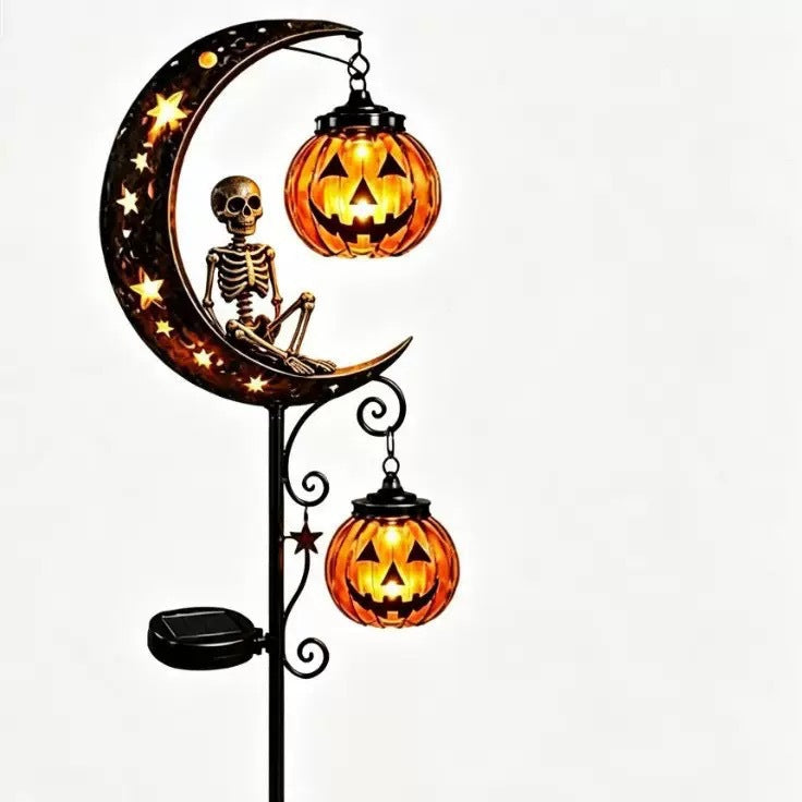 Solar Powered Halloween Yard Lights, Black Cat Ghost Skeleton Moon Pumpkin Decor
