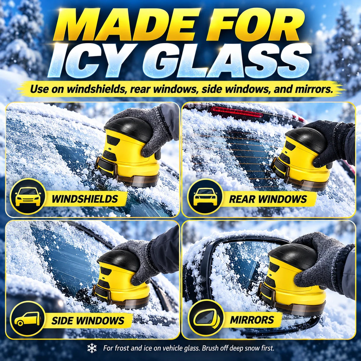 Cordless Electric Snow Scraper - Clear Frost & Ice Fast | Includes 5 Replacement Ice Scraper Discs