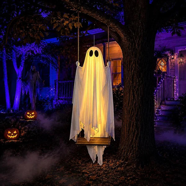 Halloween Decorations Hanging Ghost Decor with a Maple Leaf Swing Ghost Light