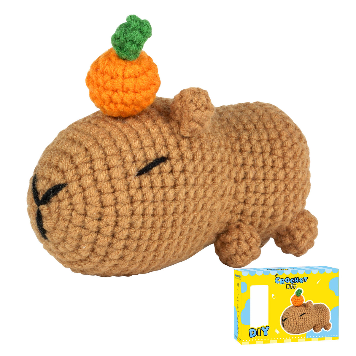 Capybara Crochet DIY Kit for Starters | Complete Supplies with Instruction Guide