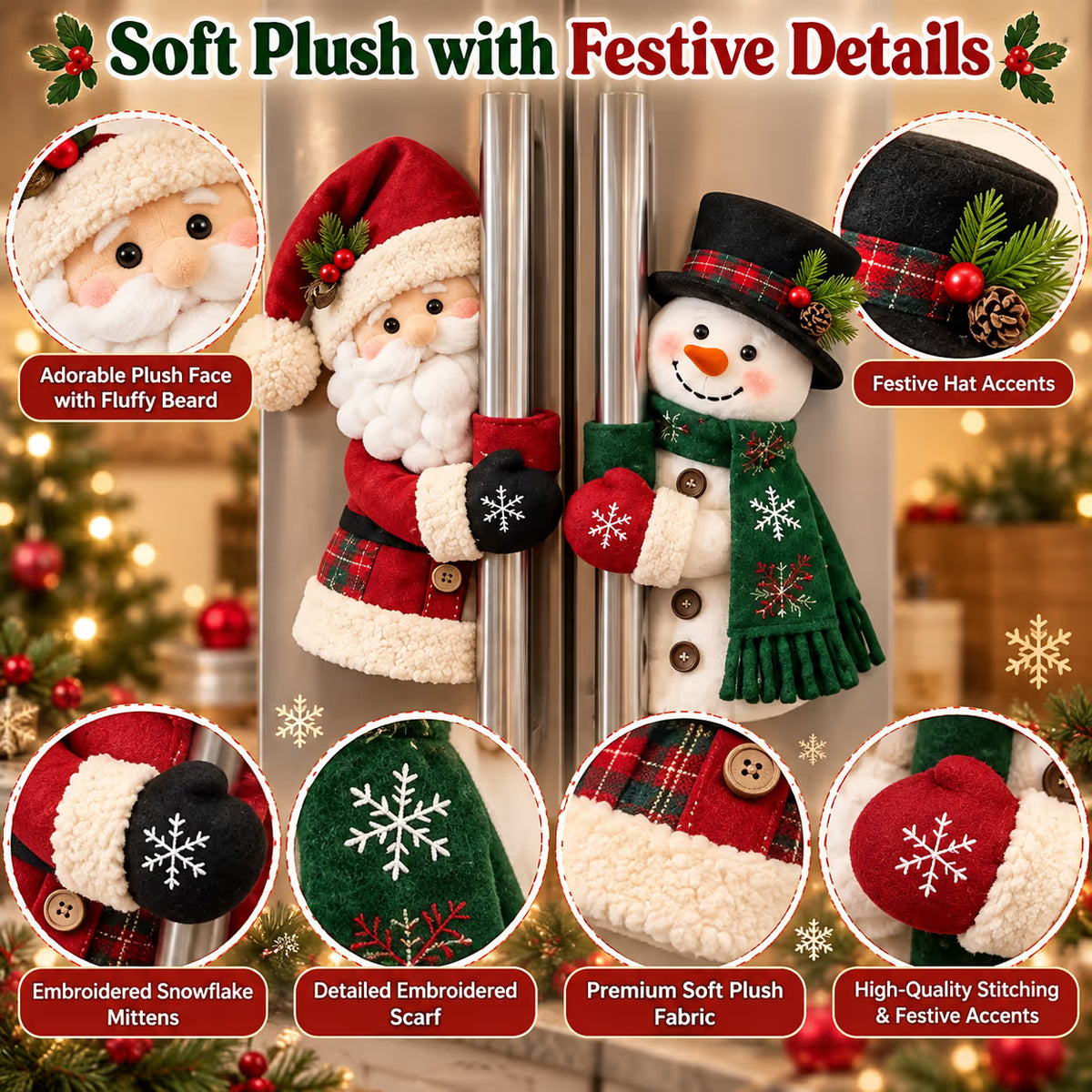 🎅Christmas Door Handle Covers – Santa & Snowman Plush Door Knob Decorations