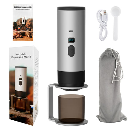 Portable Espresso Maker – Digital Display, Type-C Rechargeable, 3oz Tank & 4oz Cup. Brew Fresh Hot Coffee Anywhere!
