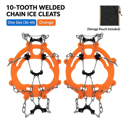 8/10-Tooth Welded Chain Crampons I Non-Slip Snow Ice Grips for Outdoor Hiking