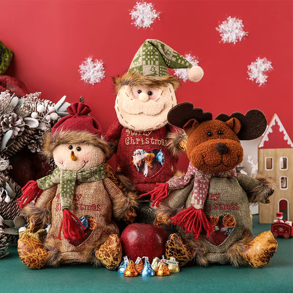 🔥50% OFF LIMITED TIME｜Christmas Plush Gift Bag, 3-Piece Bundle Get Extra Discount, Santa/Reindeer/Snowman Xmas Candy & Apple Gift Sack
