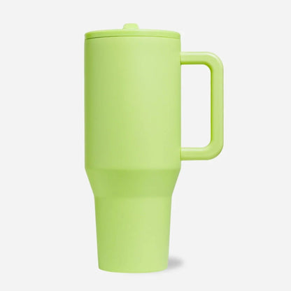 40oz Matte Insulated Tumbler with Handle & Flip Straw Lid, Leakproof Stainless Steel Water Bottle for Car Beach Travel