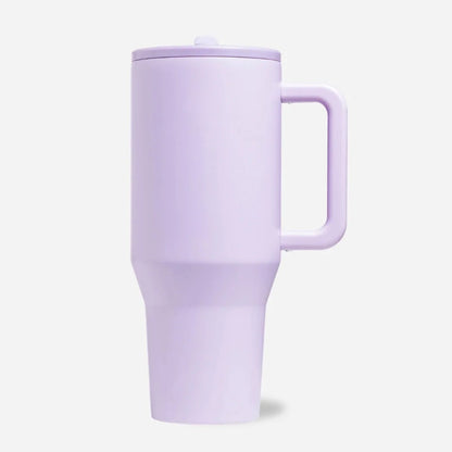 40oz Matte Insulated Tumbler with Handle & Flip Straw Lid, Leakproof Stainless Steel Water Bottle for Car Beach Travel