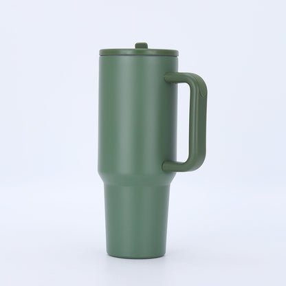 40oz Matte Insulated Tumbler with Handle & Flip Straw Lid, Leakproof Stainless Steel Water Bottle for Car Beach Travel