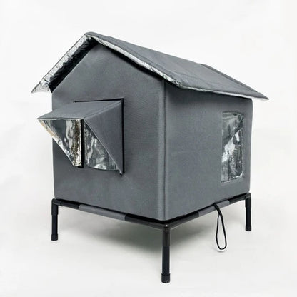 🐈 All-Weather Elevated Outdoor Cat House – Waterproof, Insulated, Foldable 🌧️