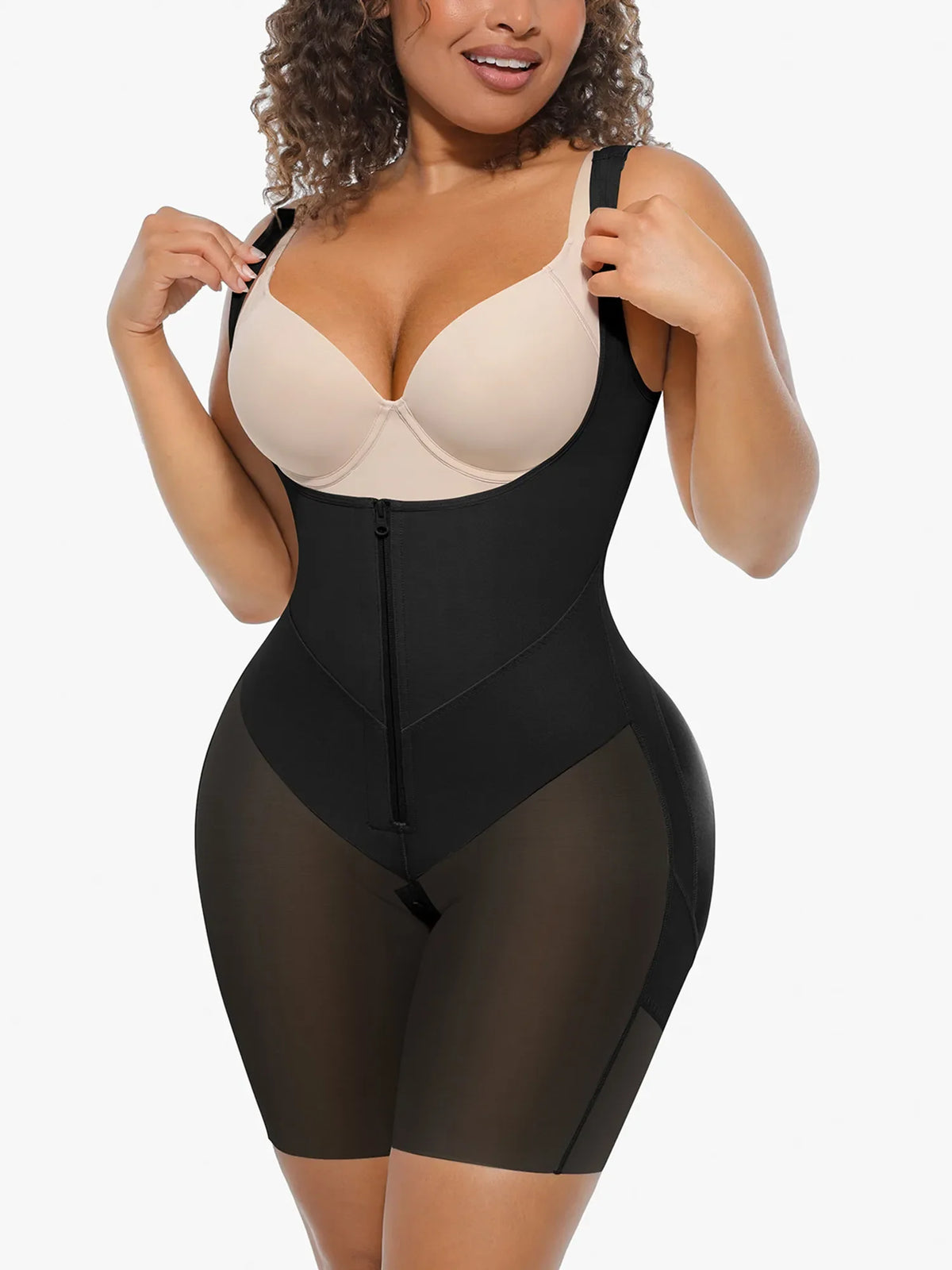 Women Zipper Front Compression Bodysuit Shapewear