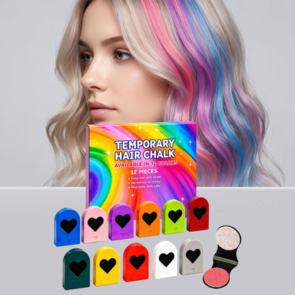 Washable Temporary Hair Chalk 12 Pack, Non-Toxic For Party & Halloween