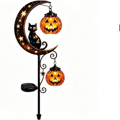 Solar Powered Halloween Yard Lights, Black Cat Ghost Skeleton Moon Pumpkin Decor
