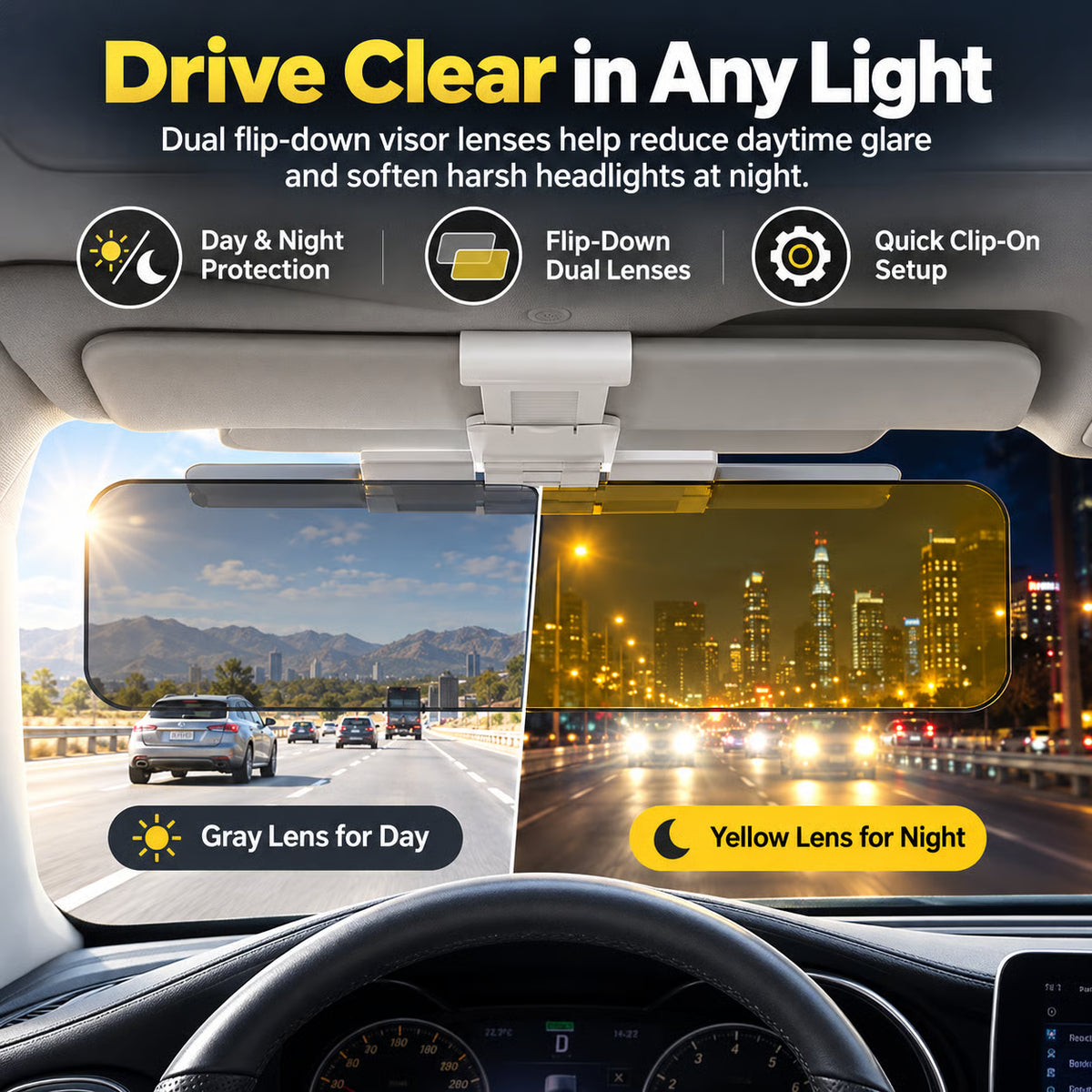 Day & Night Driving Anti-Glare Visor