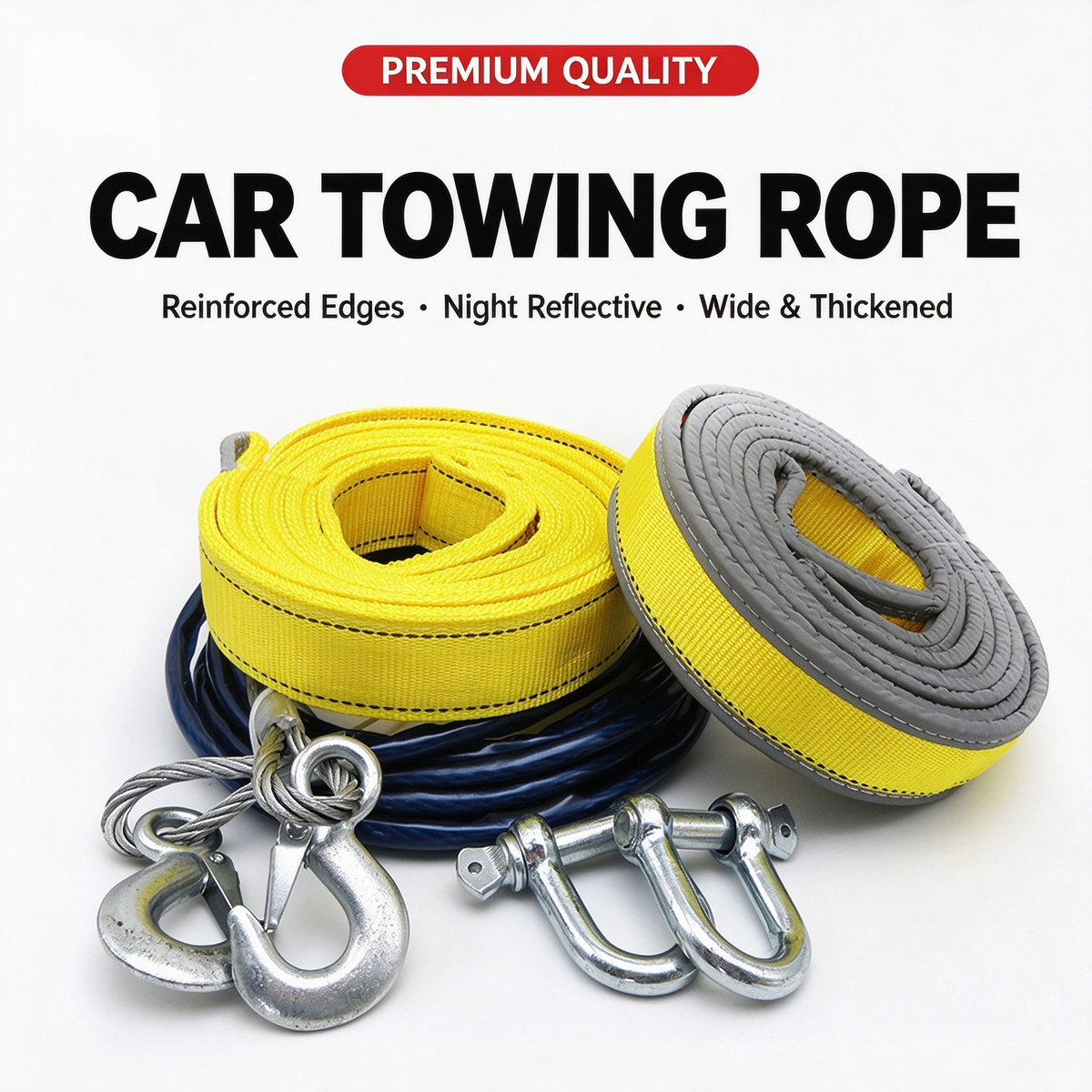 8-Ton Tow Rope with U-Shackle Hooks