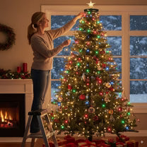🎄🔥Plug-in Version | Waterproof Christmas Tree Waterfall Lights with Ring - ✨Quick Setup, 8 Modes
