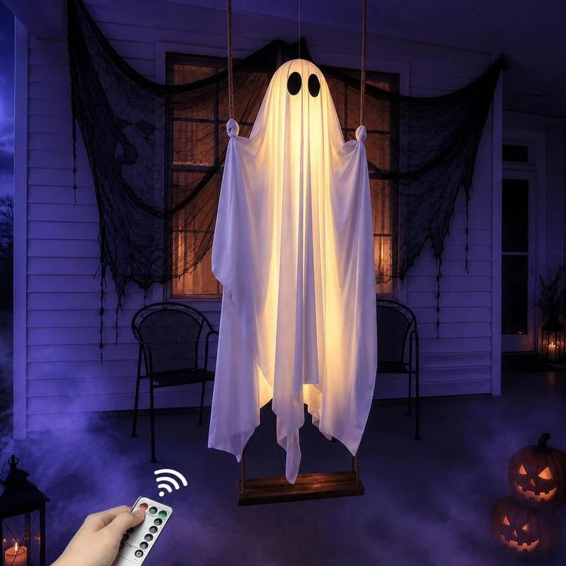 Halloween Decorations Hanging Ghost Decor with a Maple Leaf Swing Ghost Light