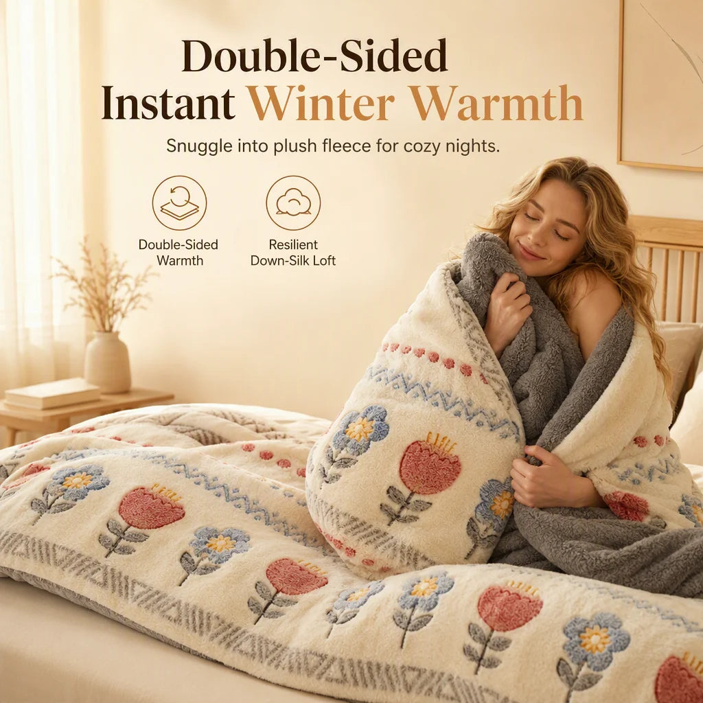 50% Off⏰ Double-Sided Sherpa Fleece Comforter | Thick Warm Winter Cozy Bedding❄️