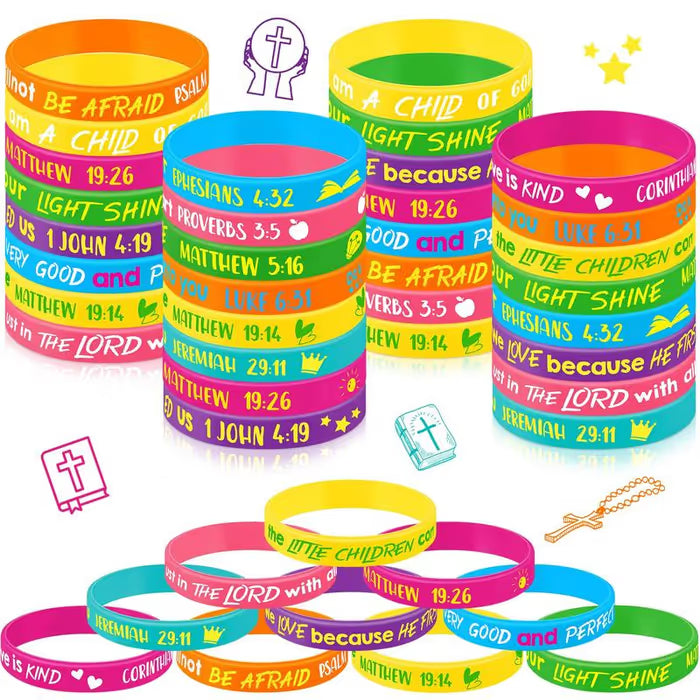 Bible Verse Christian Wristbands for Sunday School & Church Events