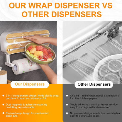🎁🎁4-in-1 Magnetic Wrap Dispenser Elevate Your Kitchen Organization | 🔥👩‍🍳LIMITED TIME 50% OFF