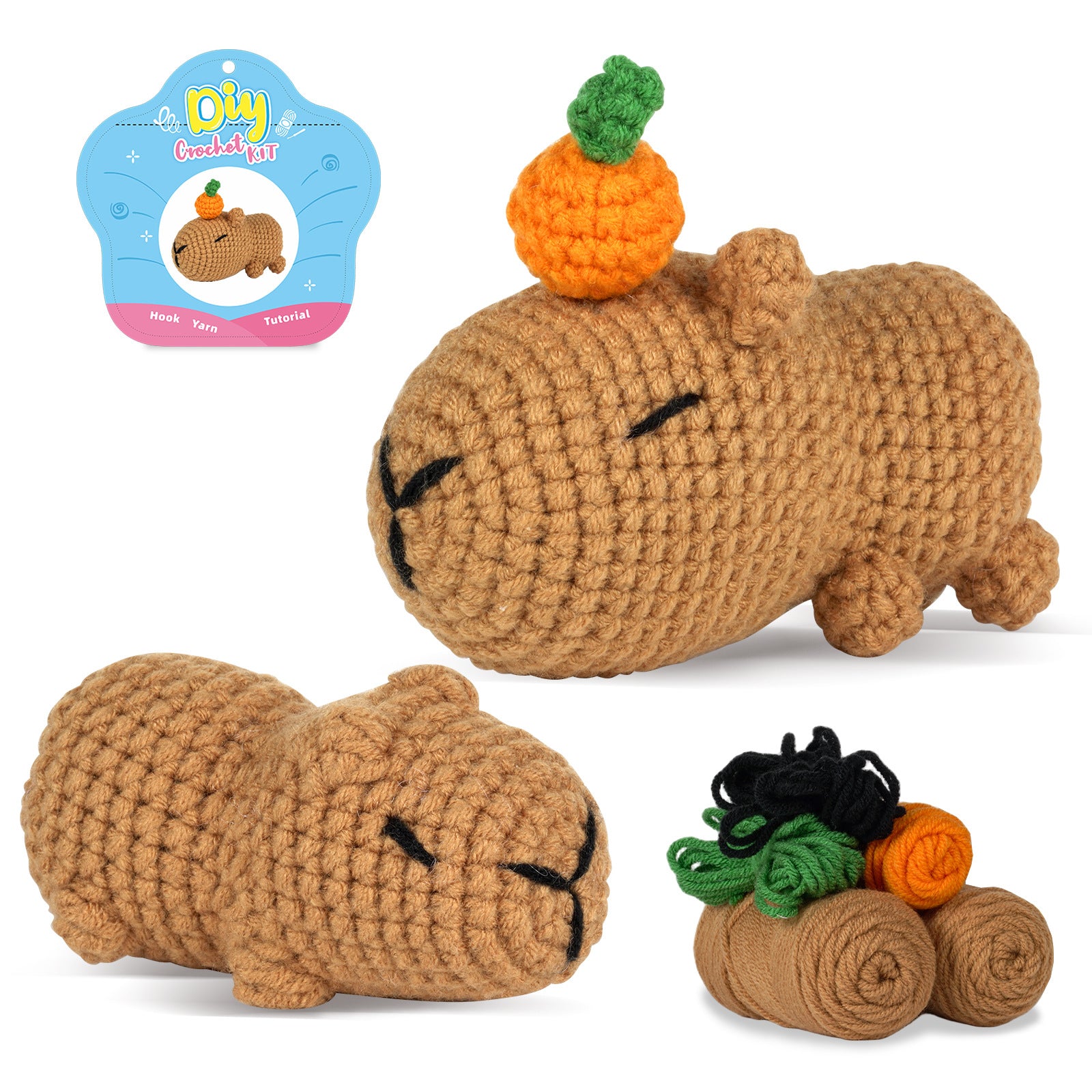 Capybara Crochet DIY Kit for Starters | Complete Supplies with Instruction Guide
