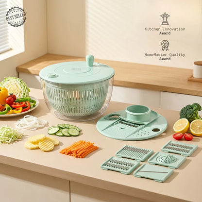 2-in-1 Salad Spinner & Vegetable Cutter, All Your Prep Tools In One（😍💕Buy 2 & Save❤️❤️）