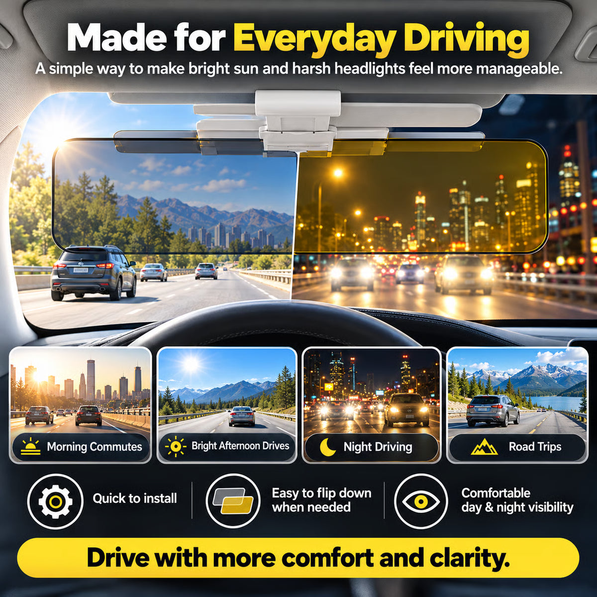 Day & Night Driving Anti-Glare Visor