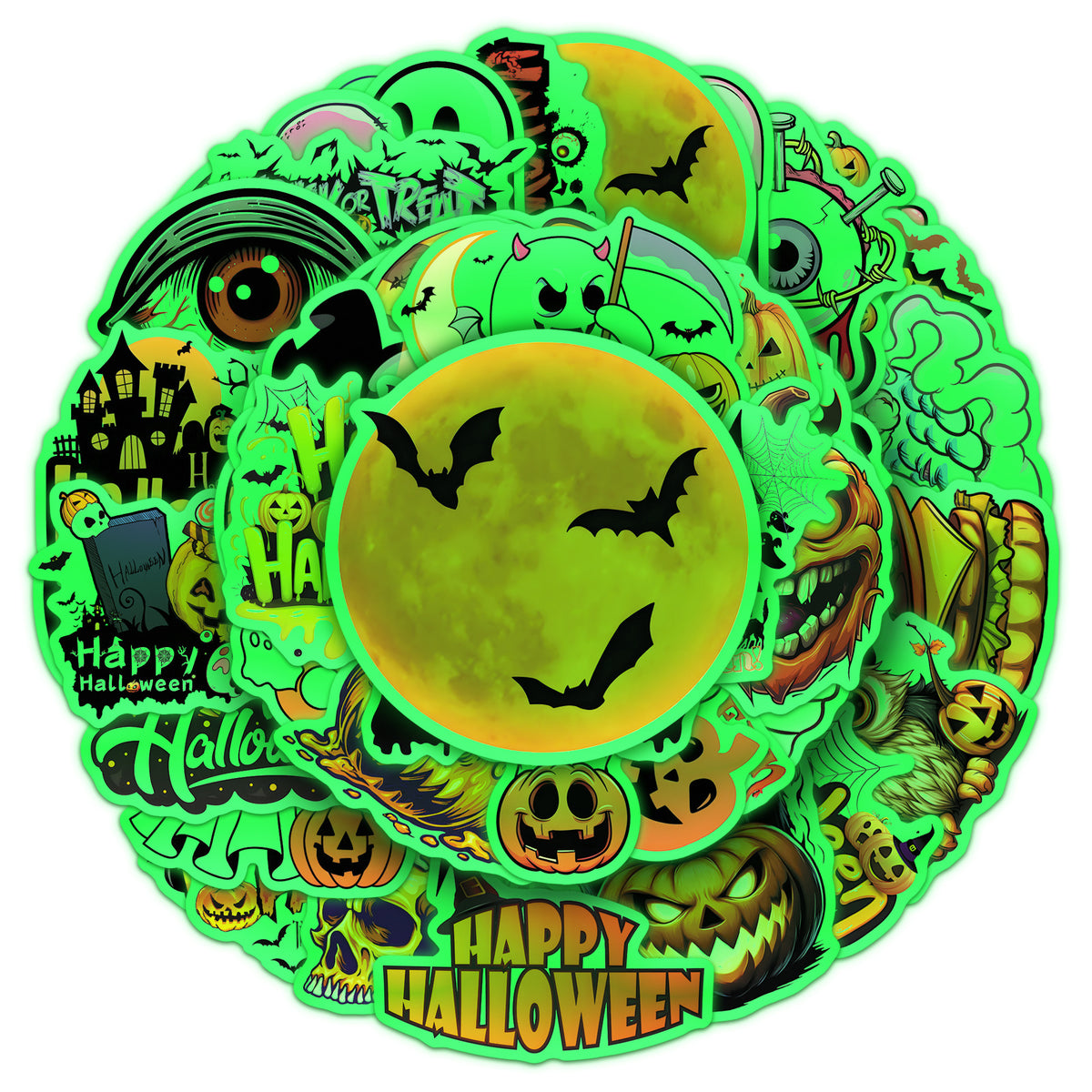 🎃 Glow-in-the-Dark Halloween Temporary Tattoos | 50 Unique Designs Per Set, BUY 1 GET 1 FREE — Get 100 Non-Repeating Luminous Stickers Total