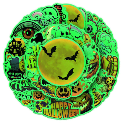 🎃 Glow-in-the-Dark Halloween Temporary Tattoos | 50 Unique Designs Per Set, BUY 1 GET 1 FREE — Get 100 Non-Repeating Luminous Stickers Total