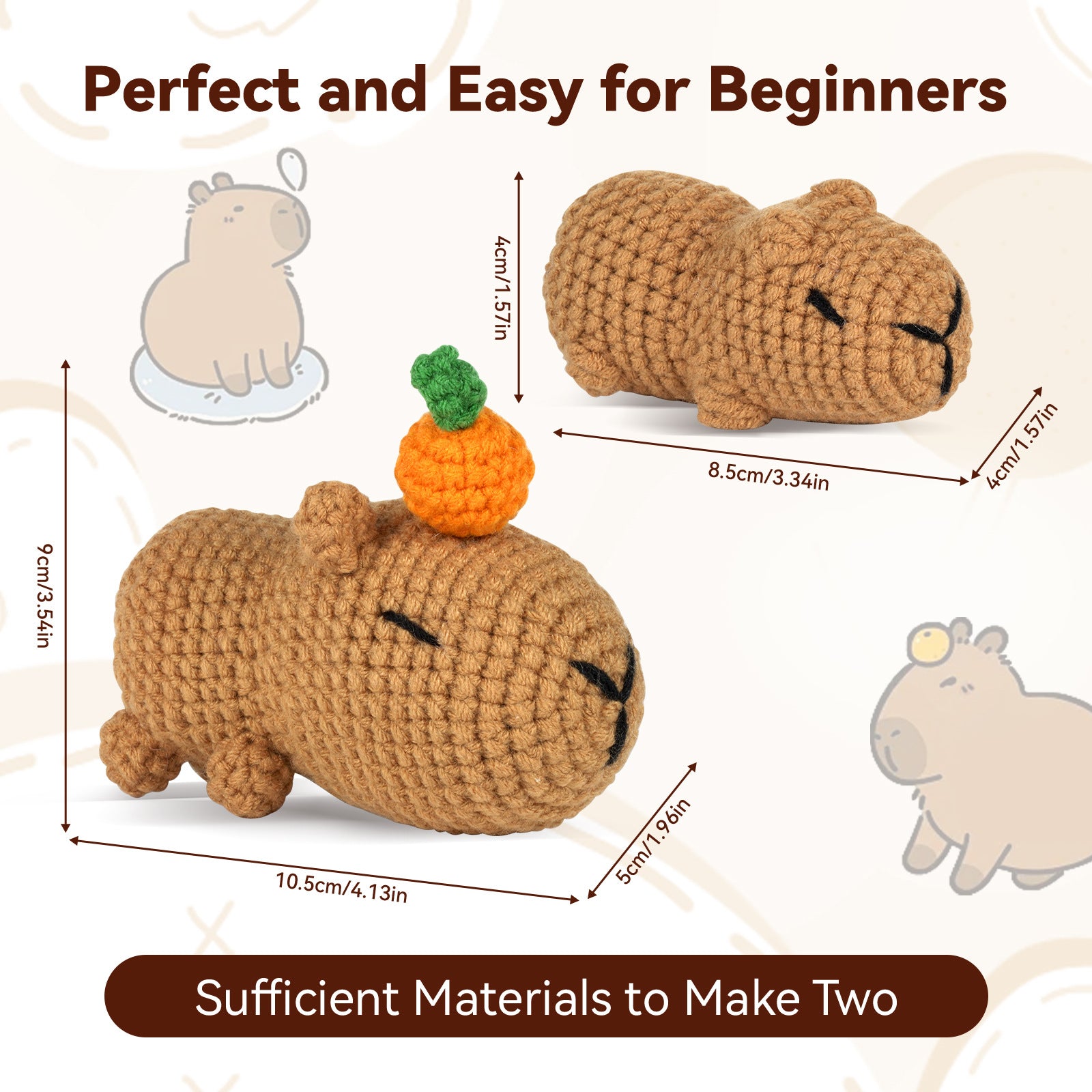 Capybara Crochet DIY Kit for Starters | Complete Supplies with Instruction Guide
