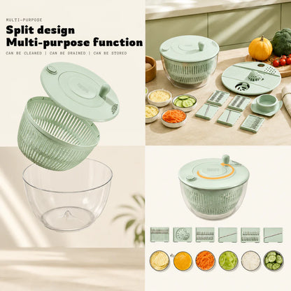 2-in-1 Salad Spinner & Vegetable Cutter, All Your Prep Tools In One（😍💕Buy 2 & Save❤️❤️）