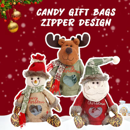 🔥50% OFF LIMITED TIME｜Christmas Plush Gift Bag, 3-Piece Bundle Get Extra Discount, Santa/Reindeer/Snowman Xmas Candy & Apple Gift Sack