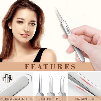 🎆2026 New Year Launch! Professional Salon Tweezers | Precision Slant & Pointed Tips for Brows & Lashes | LIMITED TIME: Get FREE 4Pcs Blackhead Needles Set | Must-Have for MUA & Home Makeup Kits ✨