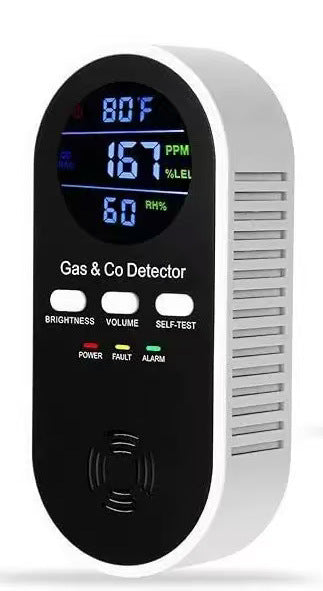 🔥Limited Time 50% OFF | Plug-in Gas & Carbon Monoxide Detector with 9V Battery Backup, CO & Natural Gas Alarm, Digital Temperature Humidity Monitor for Home Basement RV