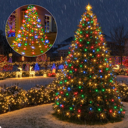 🎄🔥Plug-in Version | Waterproof Christmas Tree Waterfall Lights with Ring - ✨Quick Setup, 8 Modes