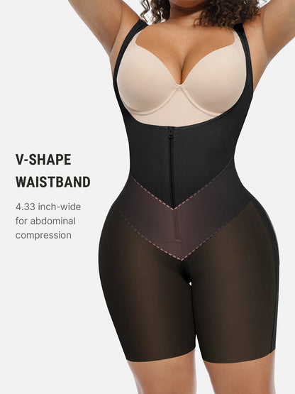 Women Zipper Front Compression Bodysuit Shapewear
