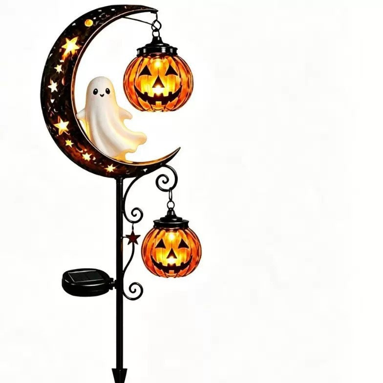 Solar Powered Halloween Yard Lights, Black Cat Ghost Skeleton Moon Pumpkin Decor