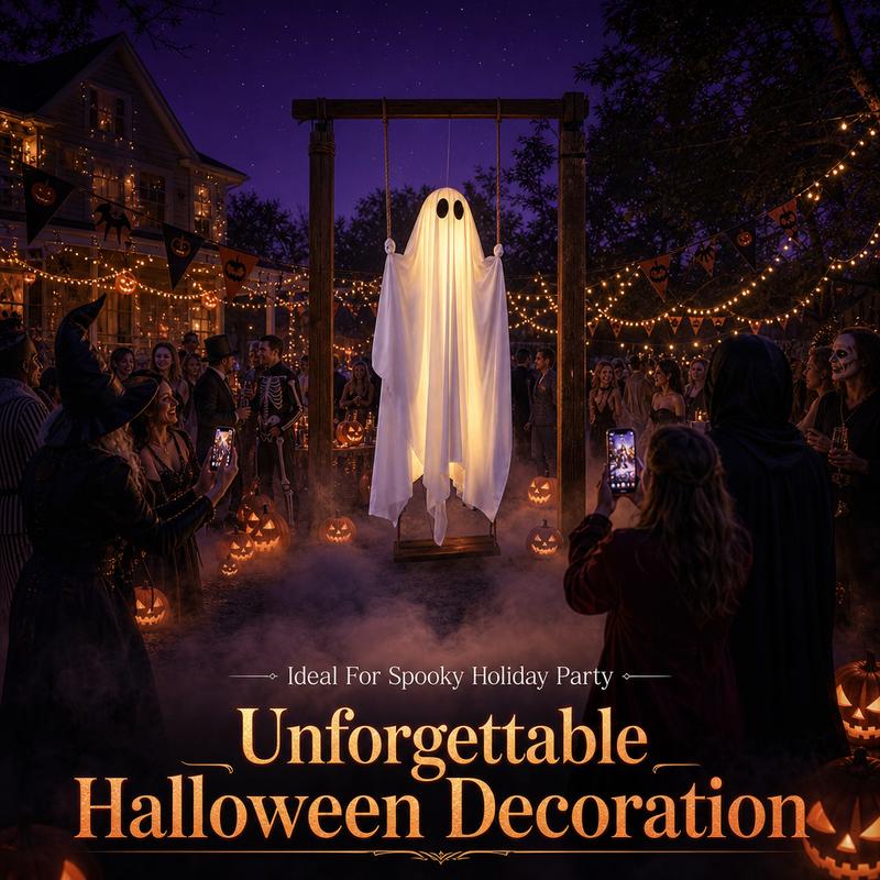 Halloween Decorations Hanging Ghost Decor with a Maple Leaf Swing Ghost Light
