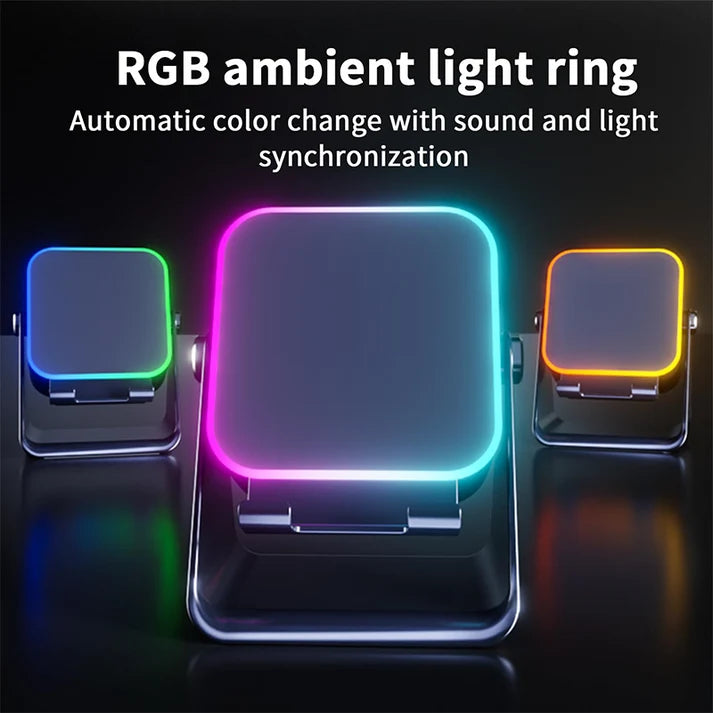 5-in-1 Wireless Induction Bluetooth Speaker with Adjustable Phone Stand