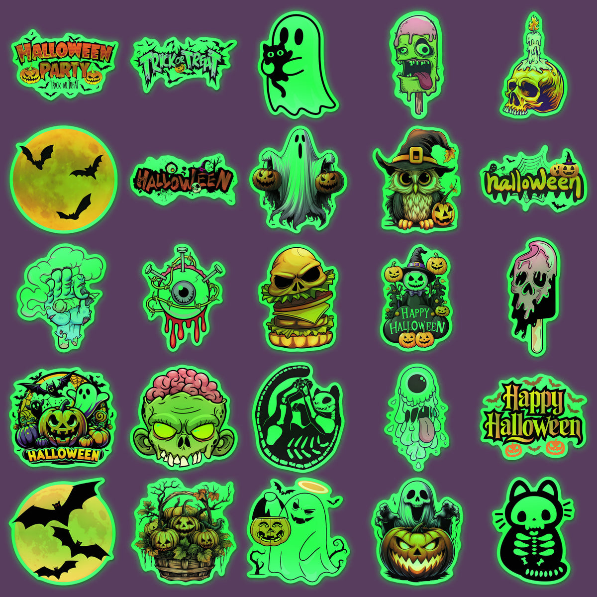 🎃 Glow-in-the-Dark Halloween Temporary Tattoos | 50 Unique Designs Per Set, BUY 1 GET 1 FREE — Get 100 Non-Repeating Luminous Stickers Total