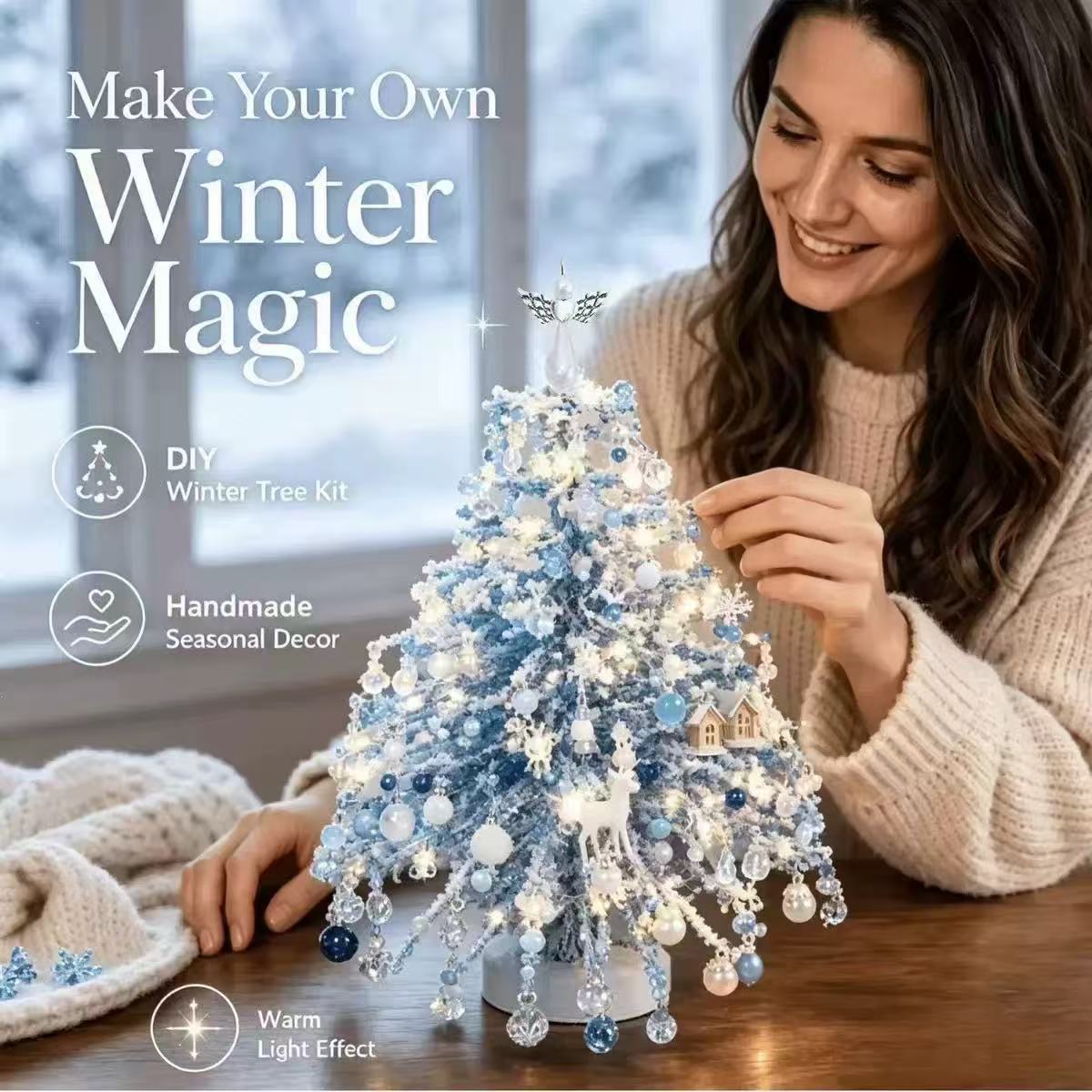 Handmade DIY Beaded Mini Tabletop Christmas Tree Craft Kit