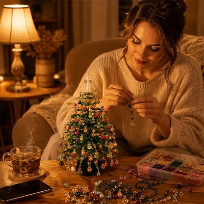 Handmade DIY Beaded Mini Tabletop Christmas Tree Craft Kit