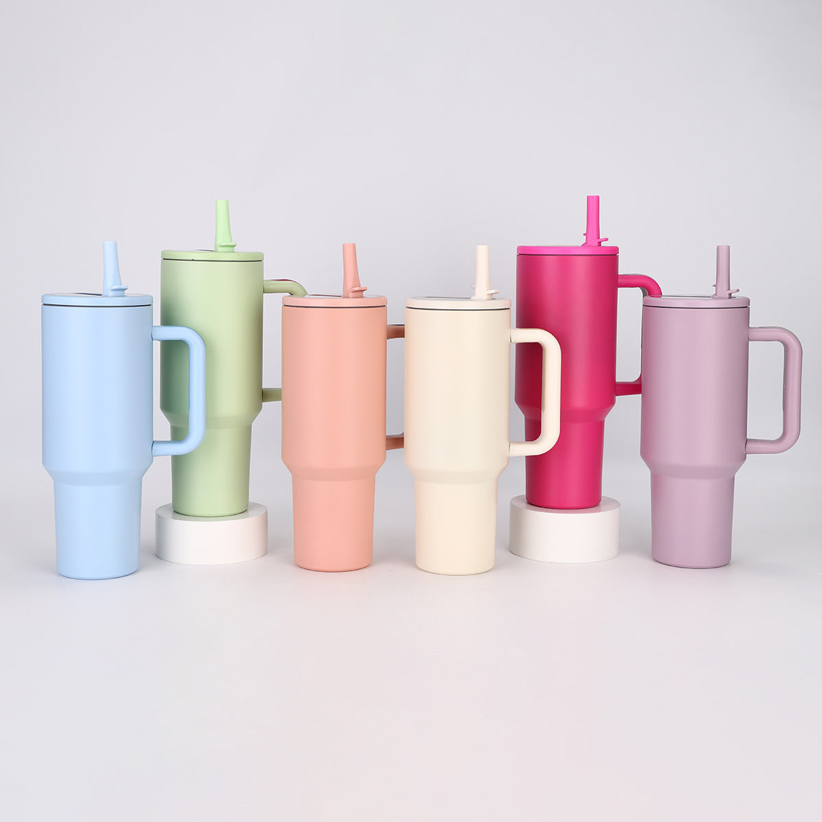 40oz Matte Insulated Tumbler with Handle & Flip Straw Lid, Leakproof Stainless Steel Water Bottle for Car Beach Travel