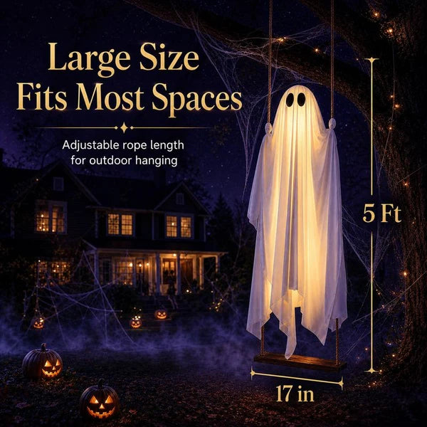 Halloween Decorations Hanging Ghost Decor with a Maple Leaf Swing Ghost Light