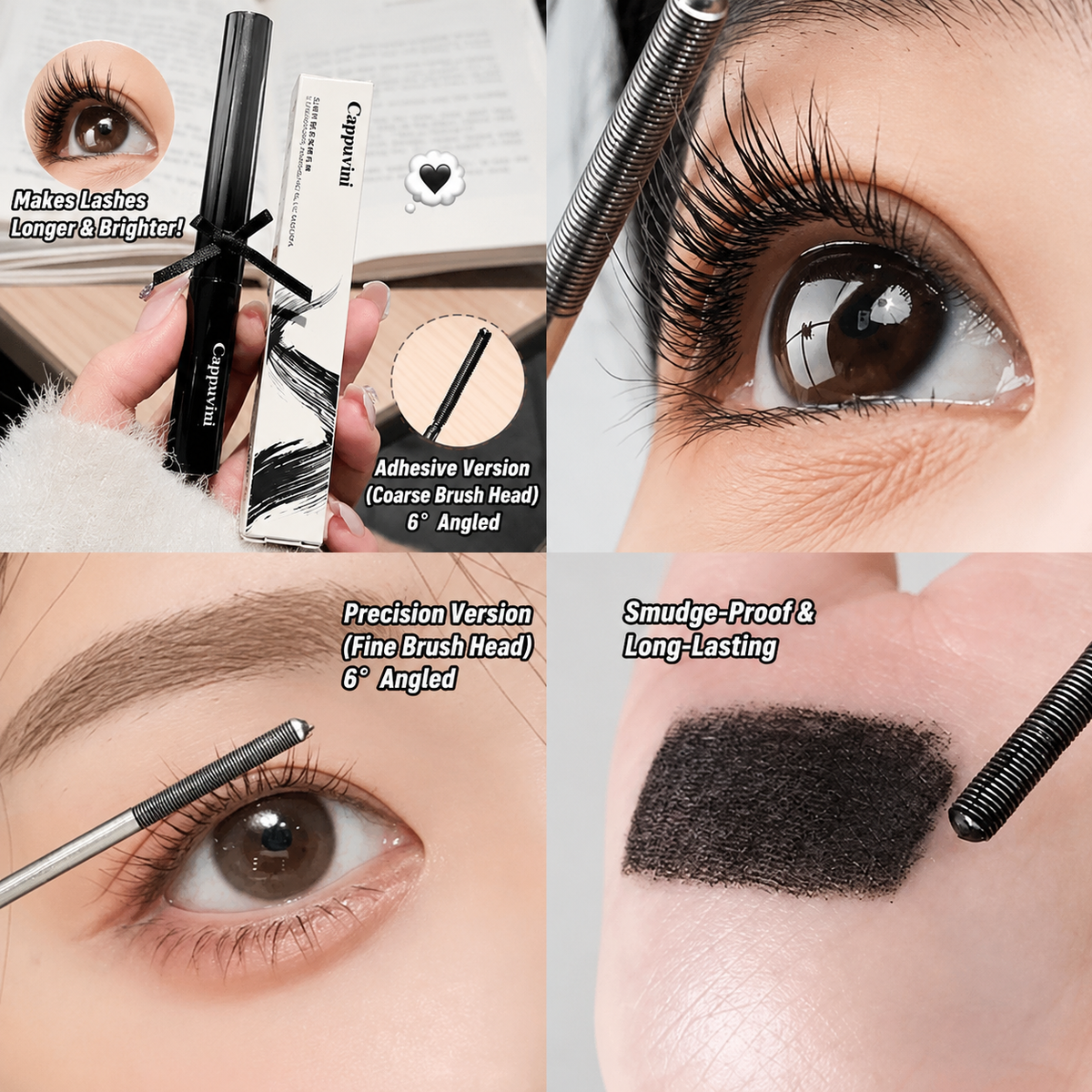 💕Cappuvini 3D Lifting Metal Mascara | Long Lasting Curly Hold, Sweatproof & Anti-smudge