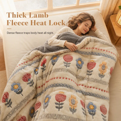 50% Off⏰ Double-Sided Sherpa Fleece Comforter | Thick Warm Winter Cozy Bedding❄️