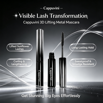 💕Cappuvini 3D Lifting Metal Mascara | Long Lasting Curly Hold, Sweatproof & Anti-smudge