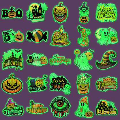 🎃 Glow-in-the-Dark Halloween Temporary Tattoos | 50 Unique Designs Per Set, BUY 1 GET 1 FREE — Get 100 Non-Repeating Luminous Stickers Total