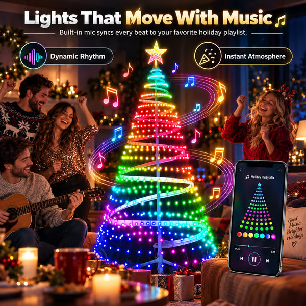 Music Sync Smart Tree Lights | Voice & App Control