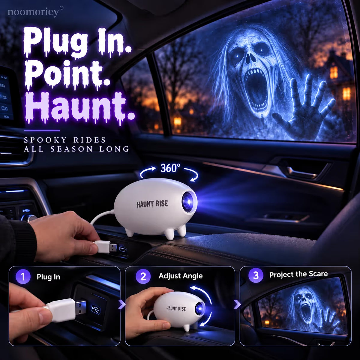 🎃🎄 Haunt Rise Window Projector – Halloween (7 Scenes) & Christmas (12 Scenes) – 360° Adjustable Home Decor