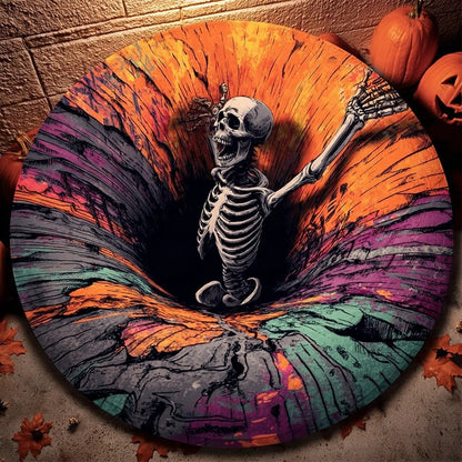 3D Optical Trick Halloween Round Rug